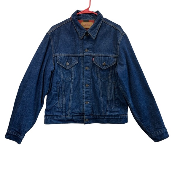 Levi's Vintage Red and Black Buffalo Plaid Trucker Denim Jacket. Size 42 - Picture 2 of 16